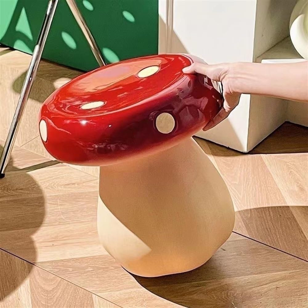 61Noaa7VyAL._AC_SL1000_.jpg Mushroom Stool, Resin Mushroom Decorative Stool, Small Mushroom Ottoman,Resin Creative Sculpture Decoration for Living Room, Bedroom, Patio, Balcony, Garden, Lawn(Red) - Image 4