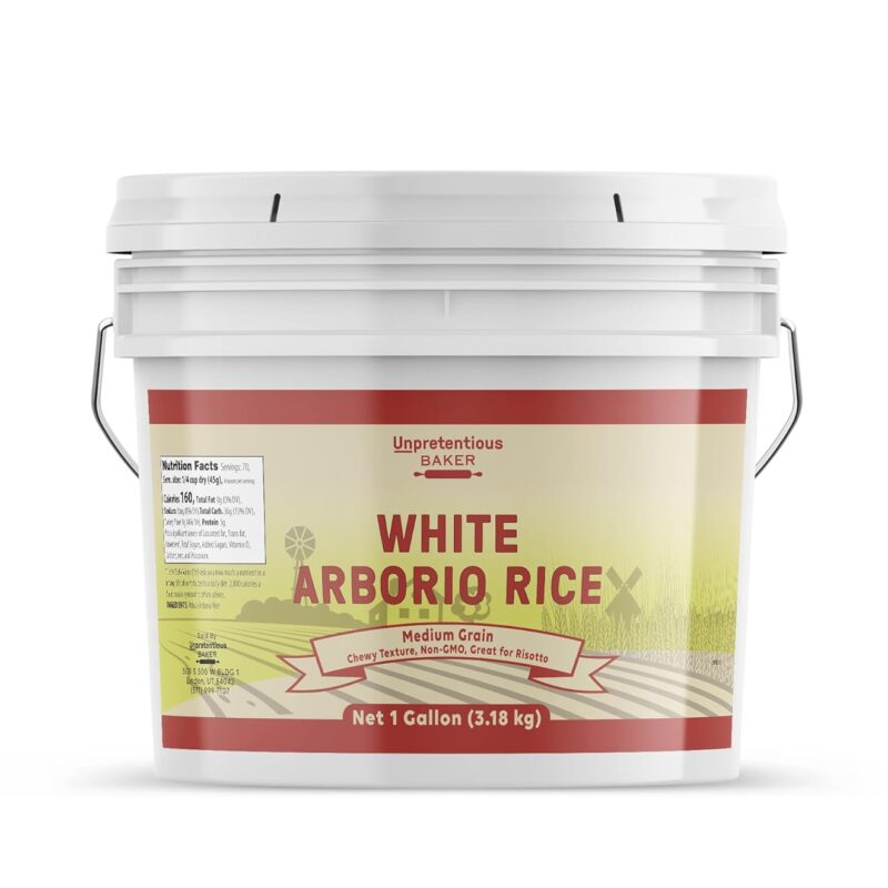 Unpretentious White Arborio Rice, 1 Gallon, Italian Risotto, Rice Pudding, Creamy Rice, Bulk Size Container