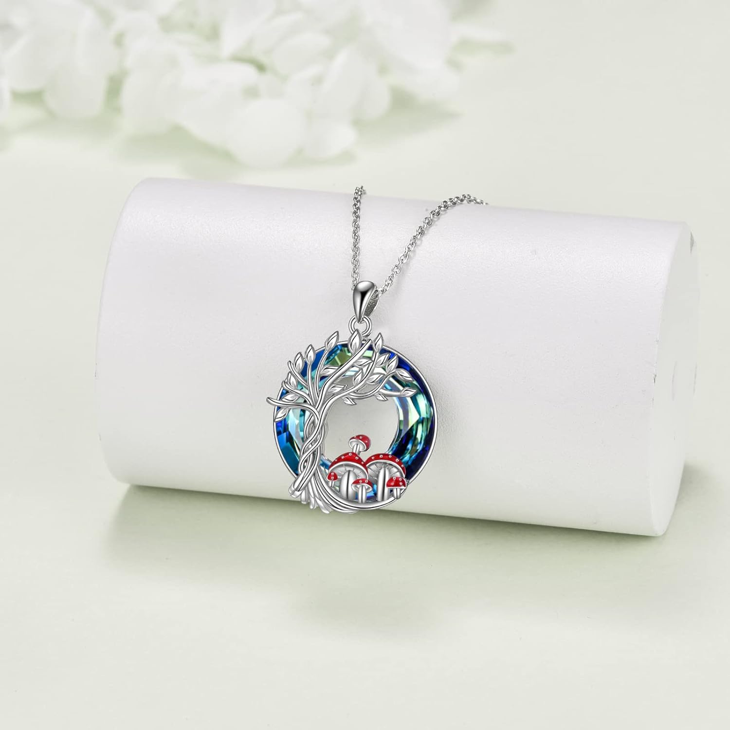 61Pi-OT15PL._AC_SL1500_.jpg TOUPOP Tree of Life Animal Necklace 925 Sterling Silver Crystal/Abalone Shell Animal Pendant Jewelry Birthday Mothers Day Gifts for Women Mom Wife Her - Image 5