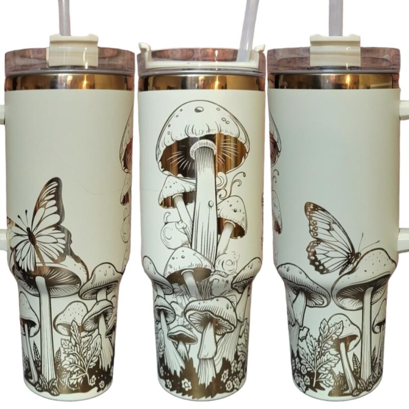 61Q3hLVojL._SL1064_.jpg Mushroom Tumbler, 40oz Tumbler, Butterfly Tumbler, Copper Tumbler, Laser Engraved Wrap, Whimsical Forest Themed Tumbler
