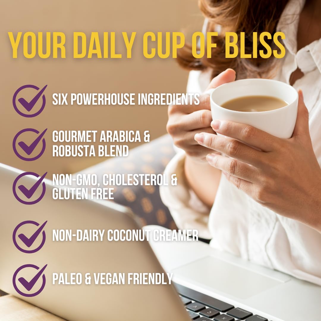 61QB9M9BgJL._SL1080_.jpg Grateful Earth Mushroom Coffee Bundle, Instant Coffee with Cinnamon, Turmeric, Lion’s Mane Mushrooms, L-Theanine, Chaga, Super Brain Blend For Energy & Immune Support, Dairy & Gluten Free, 2 Bags, 40 - Image 7