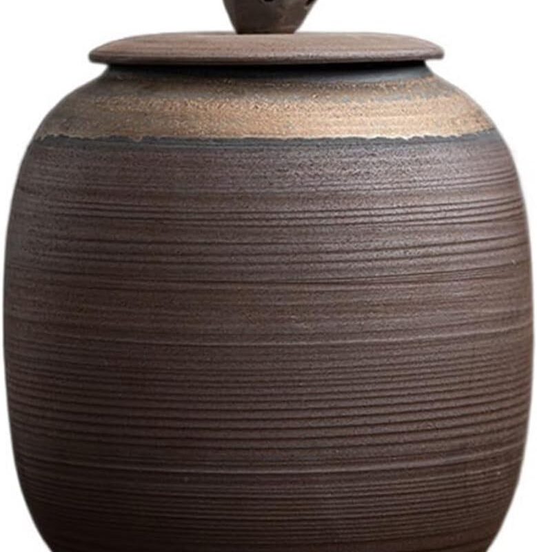 Ceramic Food Jar Rough Terra Cotta Tea Canister Sealed Storage Jar Vintage Ceramic Household Tea Tea Canister Tea Set Pantry Storage Containers