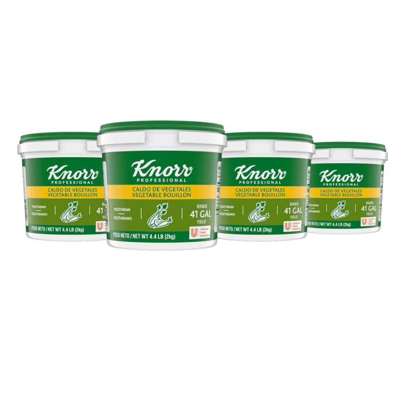 Knorr Professional Caldo de Vegetales, Vegetarian Bouillon, 4.4 lb (Pack of 4), Granulated Base, Bouillon as a Base, Marinade, Flavor Enhancer, Shelf Stable Convenience, 0g Trans Fat
