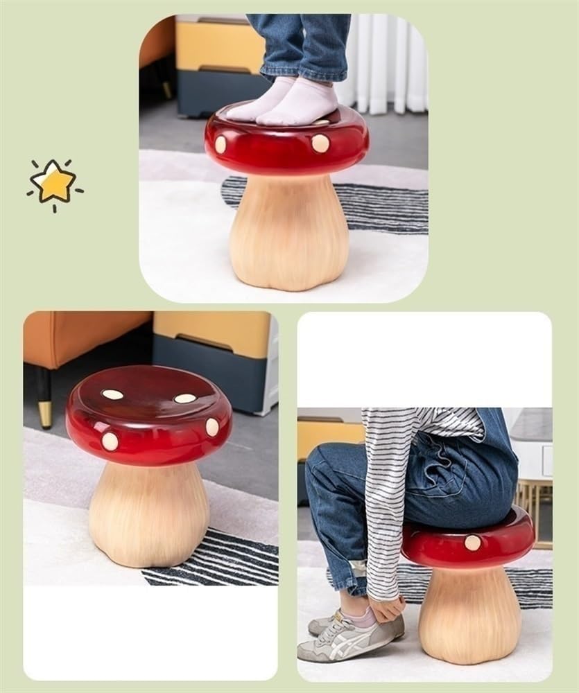 61U90czgbgL._AC_SL1000_.jpg Mushroom Stool, Resin Mushroom Decorative Stool, Small Mushroom Ottoman,Resin Creative Sculpture Decoration for Living Room, Bedroom, Patio, Balcony, Garden, Lawn(Red) - Image 7