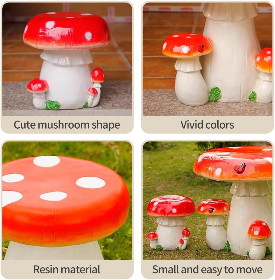 61WwQFi41TL._AC_SL1000_.jpg Cute Garden Mushroom Table Stool, Outdoor Mushroom Stools, Creative Landscape Sculpture, Simulation Mushroom Chair Garden Decor Courtyard Park Lawn Art Sculpture Decoration(Orange) - Image 3