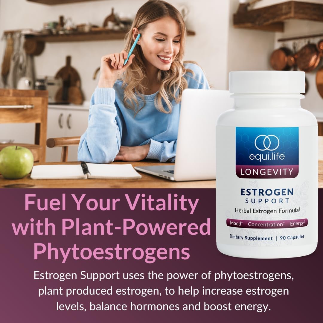61WzTjRo4bL._AC_SL1080_.jpg Equilife - Estrogen Support, Herbal Hormone Support, Estrogen Supplement for Women, Promote Hormonal Balance for Women, Rich in Herbal Extracts, Non-GMO, Gluten-Free, Dairy- & Soy-Free (90 Capsules) - Image 4