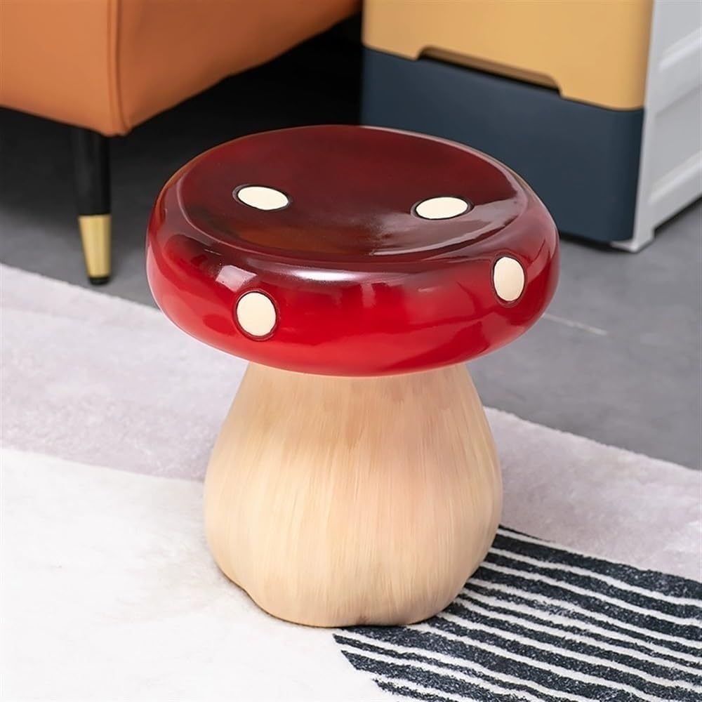 61XAL4DZlL._AC_SL1000_.jpg Mushroom Stool, Resin Mushroom Decorative Stool, Small Mushroom Ottoman,Resin Creative Sculpture Decoration for Living Room, Bedroom, Patio, Balcony, Garden, Lawn(Red) - Image 3