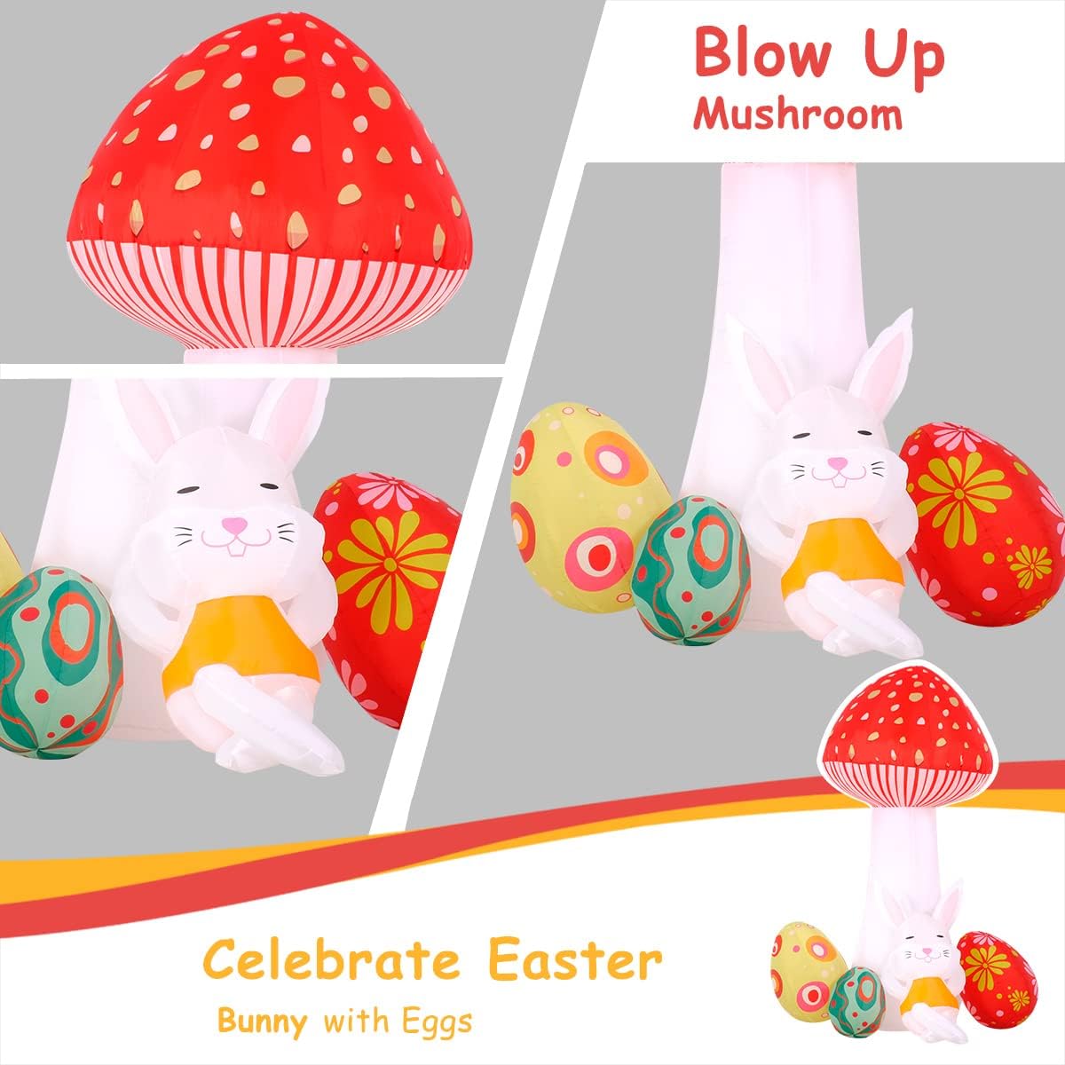 61cobGN8JPL._AC_SL1200_.jpg Easter Inflatable Bunny Outdoor Decorations 7FT Blow Giant Mushroom Sleeping Rabbit with Eggs Decor Build-in LEDs for Yard Garden Lawn Indoors Outdoors Home Holiday… - Image 5