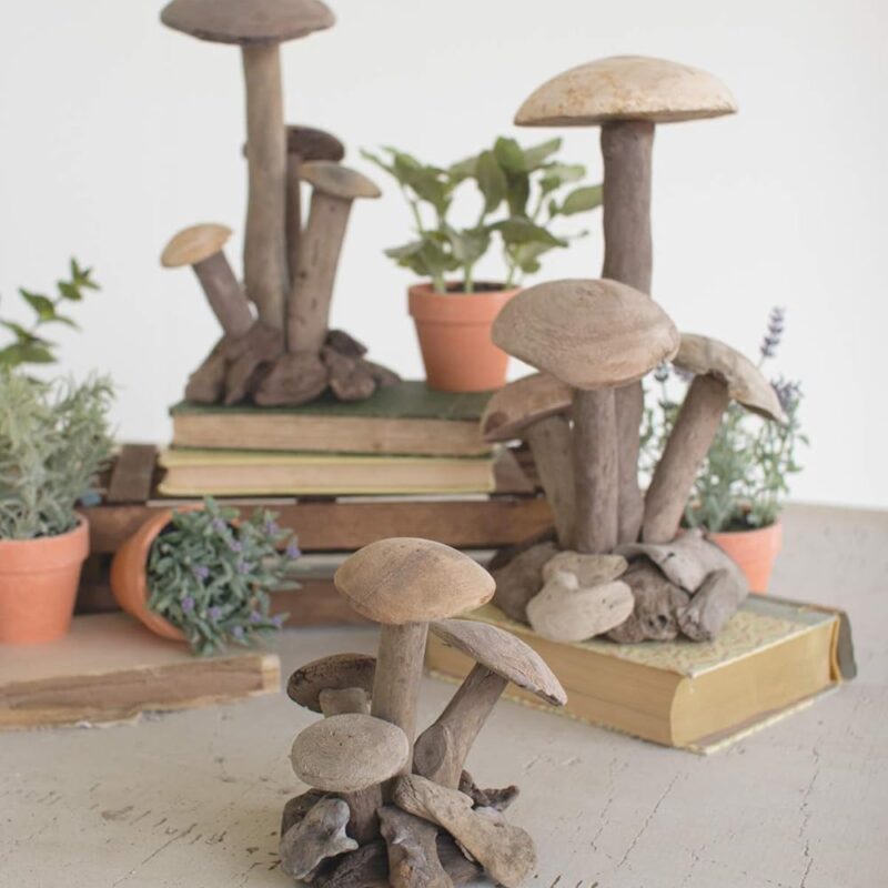 Kalalou Driftwood Mushroom Clusters, One Size, Brown