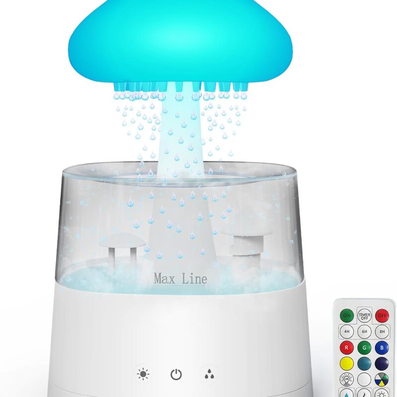 Diffuserlove Cloud Humidifier Rain Water Drip Diffuser Humidifier 450ML with Remote Mushroom Lamp Humidifier Rain Sounds Humidifier Air Humidifiers for Bedroom Desk