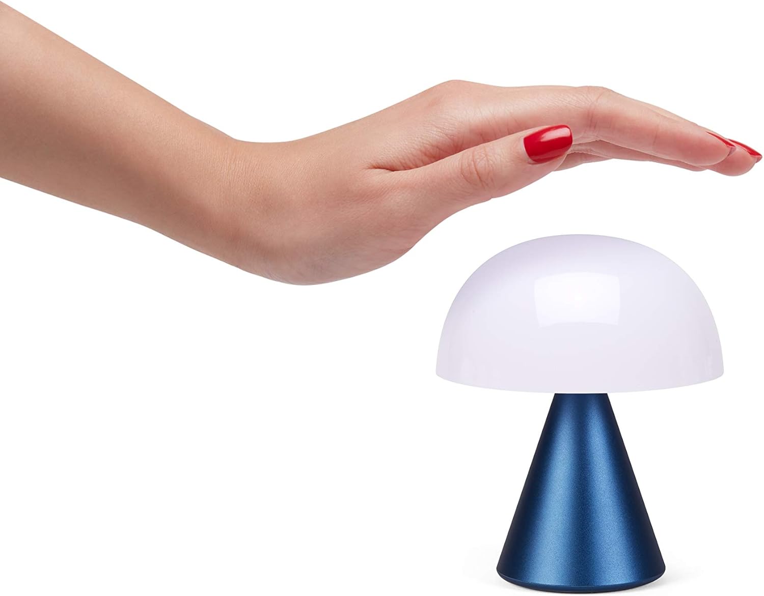 61hUf7wBN-L._AC_SL1500_.jpg Lexon Mina M Mushroom Lamp - Portable Bedside Light for Bedrooms, Kids & Nursery - 9 LED Color Rechargeable Table Lamp with 24h Light & Dimmer, Medium - Dark Blue - Image 6
