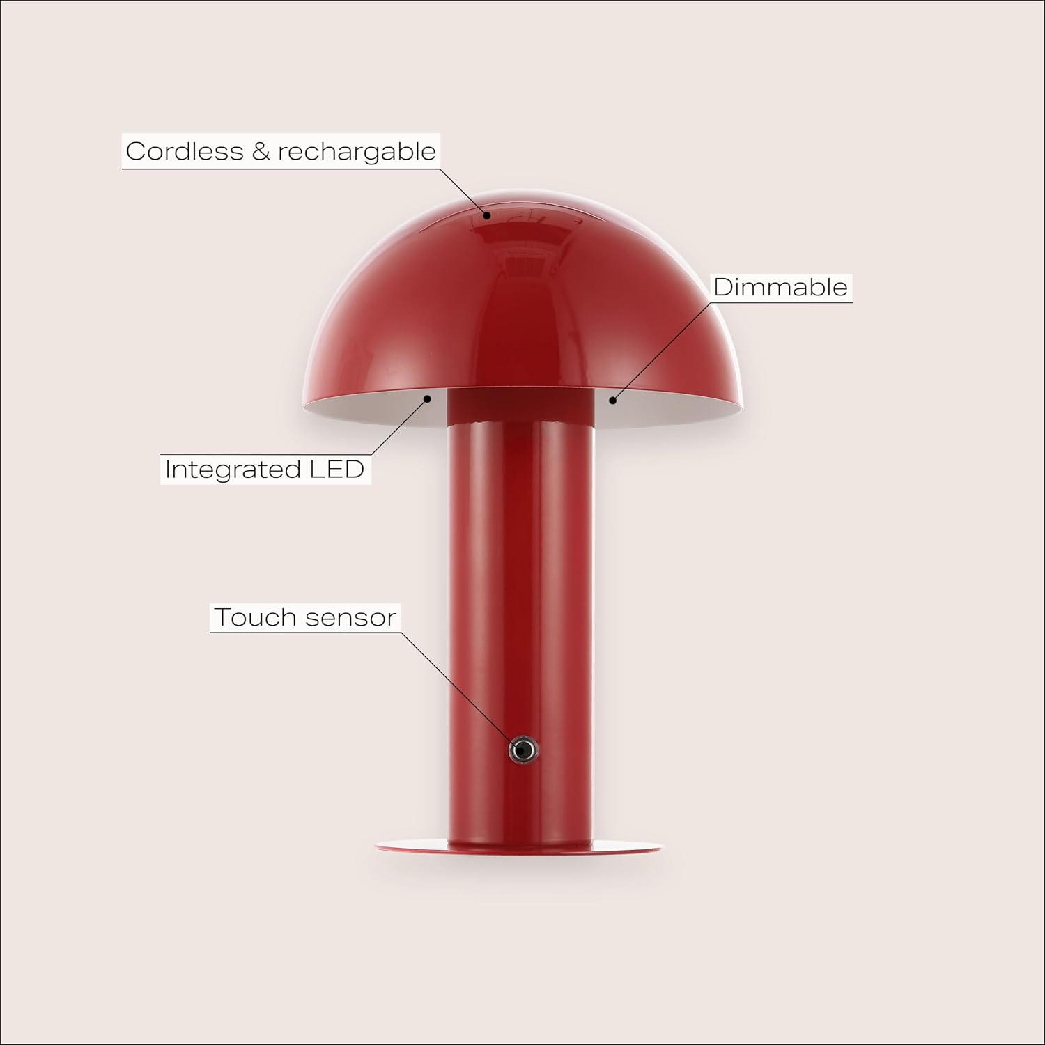 61iWEavSlWL._AC_SL1500_.jpg JONATHAN Y JYL7115G Boletus 10.75" Contemporary Bohemian Rechargeable/Cordless Iron Dimmable Integrated LED Mushroom Table Lamp, Red, for Desk, Bar Console, Vanity - Image 2