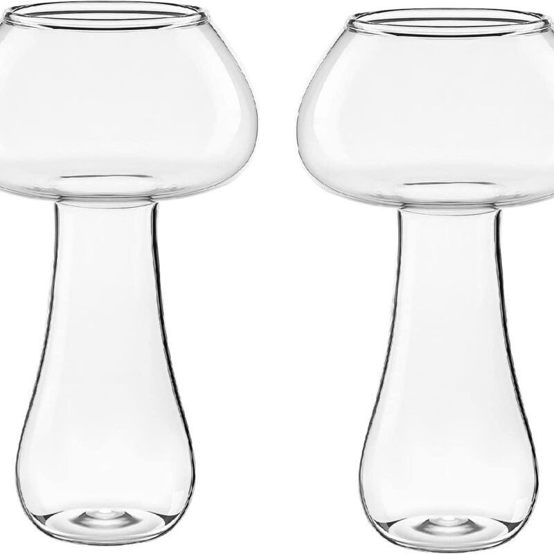 2pcs Mushroom Cocktail Glass Creative Martini Glasses Novelty Drink Cup Wine Goblets Champagne Cups for Home Bar Party/4 Mugs