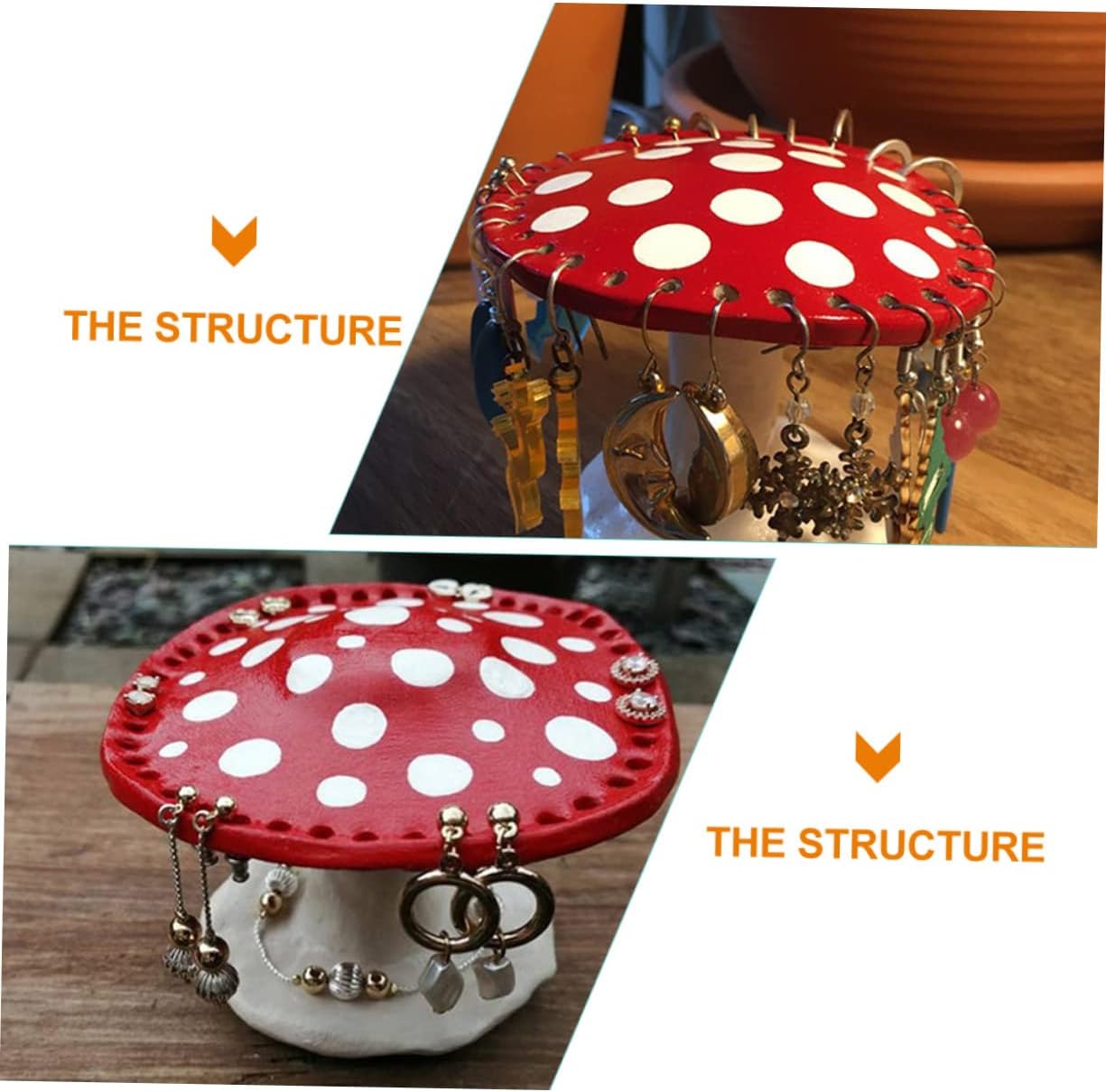 61keeRTkuJL._AC_SL1225_.jpg 2pcs Mushroom Earring Stand Mushroom Earring Jewelry Necklace Earring Stand Earring Display Stand Earring Storage Rack - Image 3