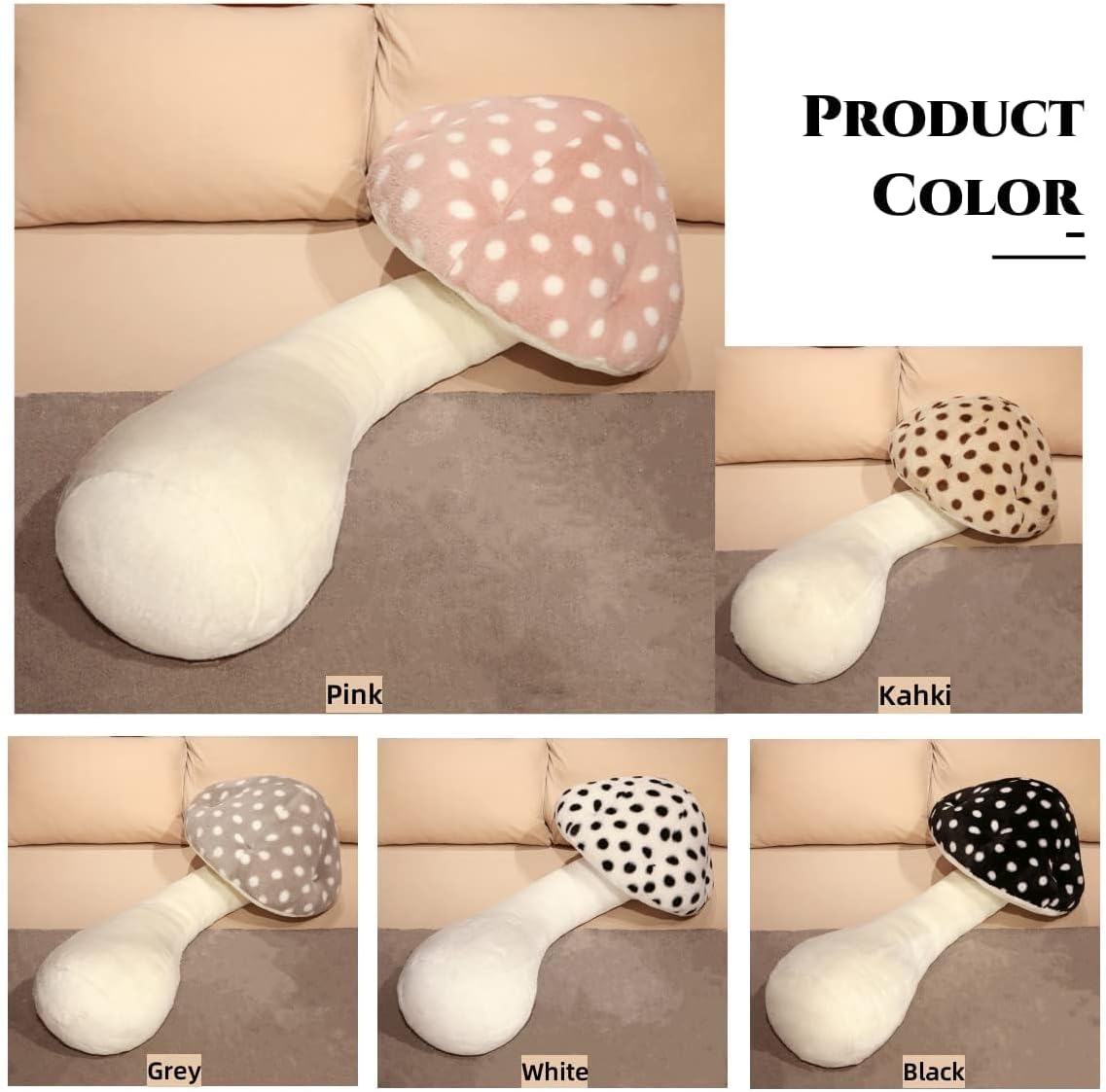 61me0Ffp6kL._AC_SL1200_.jpg Mushroom Body Pillow, Giant Soft Mushroom Shaped Plush Body Pillow Home Decor, Mushroom Plush Body Pillow, for Couch Sofa Bed Car Cushions Sleeping Pillow (39.4in Gray) - Image 5