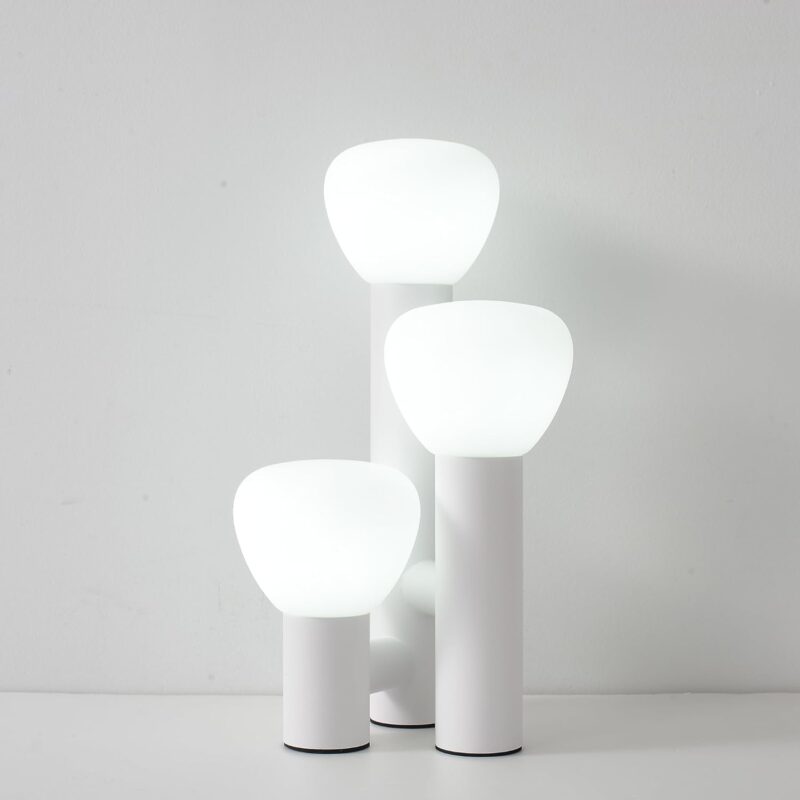 Decorative Mushroom Lamps, Ceramic Lamp for Desk, Unique Set of Lamps for Bedrooms and Side Tables, Desk Lamps for Night Stands, Portable Table Lamps for Living Room (White)