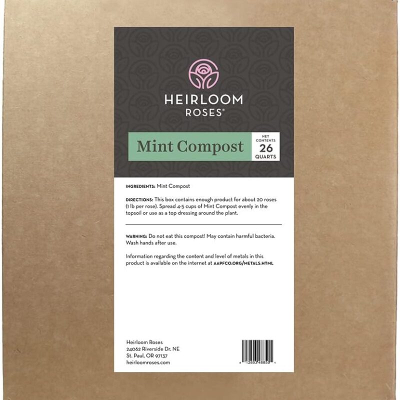 Heirloom Roses Mint Compost - Top Soil Amendment for Rose Planting, Rich in Micronutrients and Nitrogen for Garden Vegetables and Flowers