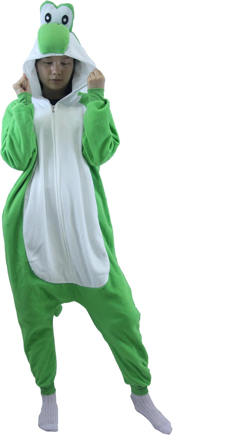 61t2k7GAiML._AC_SL1500_.jpg Adult Unisex Pink Yoshi Kigurumi Onesie Suit Halloween Christmas Anime Pajamas Green Yoshi Cosplay Costumes Disfraz Couple - Image 3