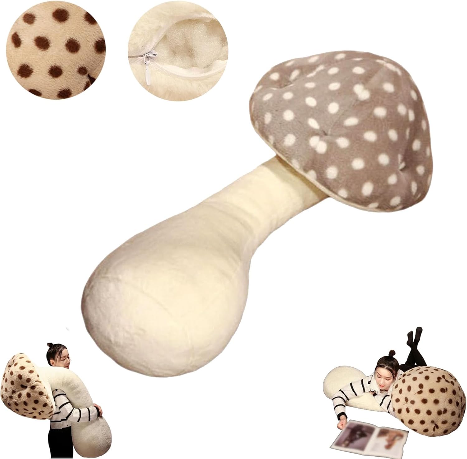 61uKS5EqJ1L._AC_SL1500_.jpg Mushroom Body Pillow, Giant Soft Mushroom Shaped Plush Body Pillow Home Decor, Mushroom Plush Body Pillow, for Couch Sofa Bed Car Cushions Sleeping Pillow (39.4in Gray)