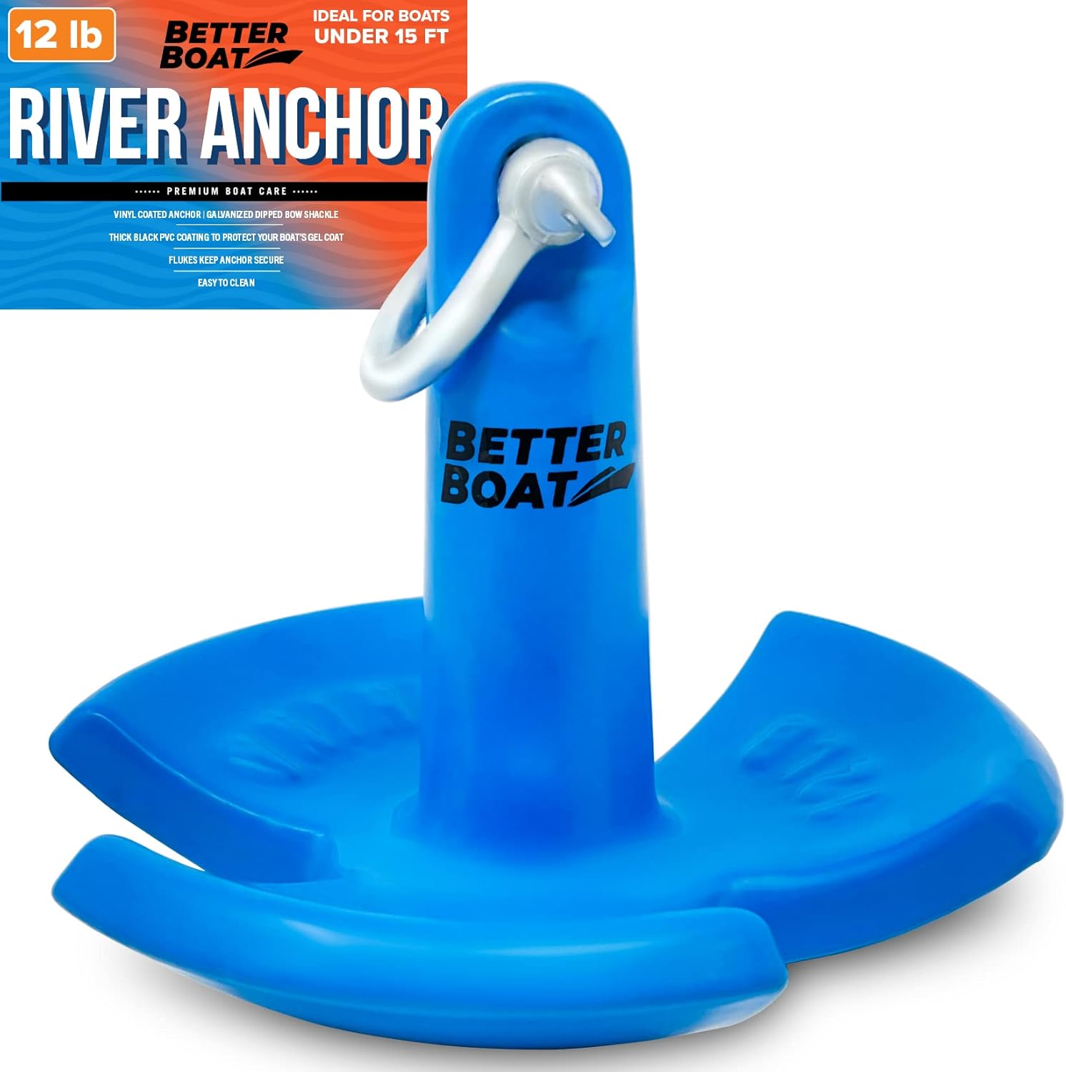 61wno0UjChL._AC_SL1500_.jpg Better Boat River Anchor, 12lb, Marine-Grade Coated Mushroom Anchor for Boats, Pontoons, 8-15 ft, Available in 8, 12, 20, or 30 lbs