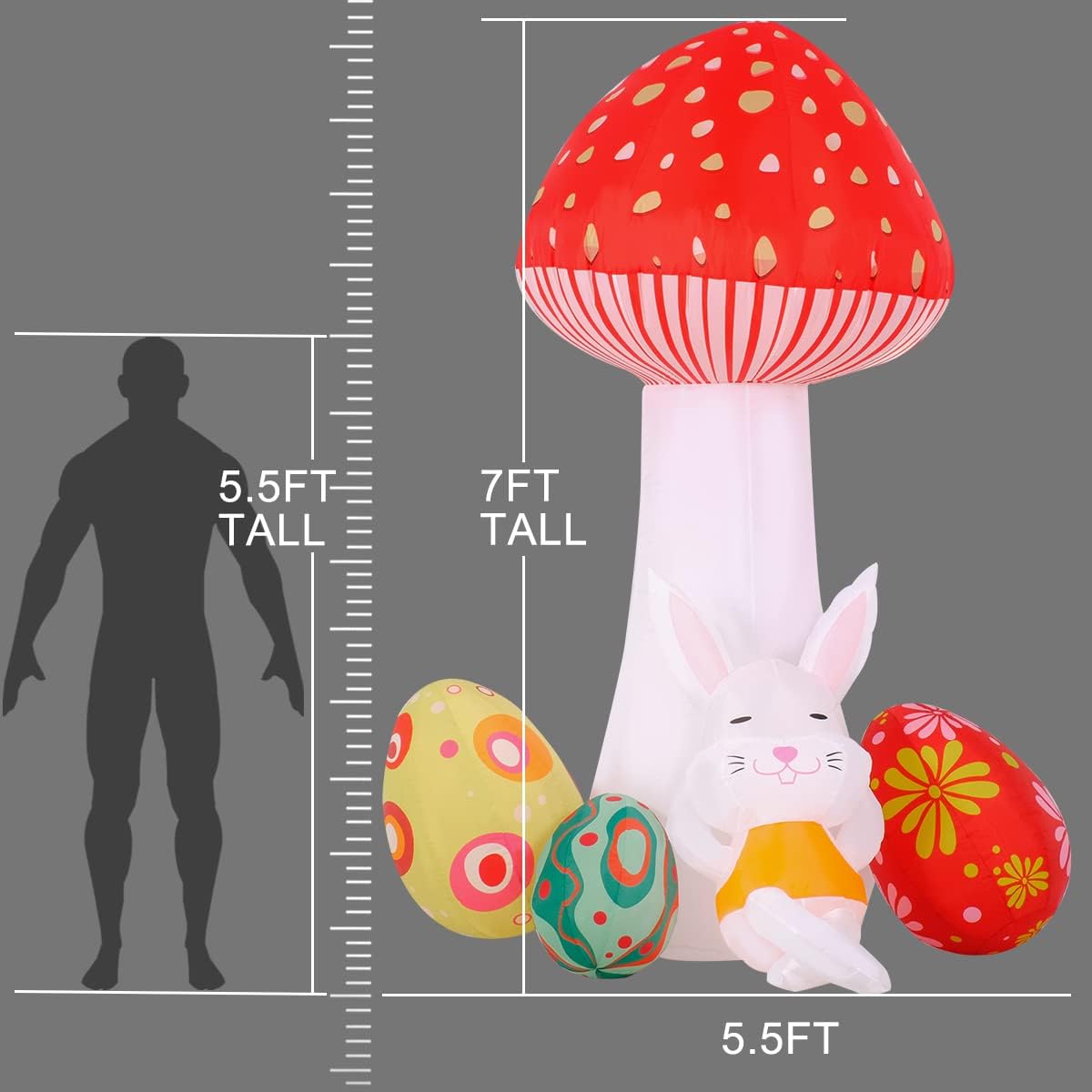 61x3vmiEiqL._AC_SL1200_.jpg Easter Inflatable Bunny Outdoor Decorations 7FT Blow Giant Mushroom Sleeping Rabbit with Eggs Decor Build-in LEDs for Yard Garden Lawn Indoors Outdoors Home Holiday… - Image 4