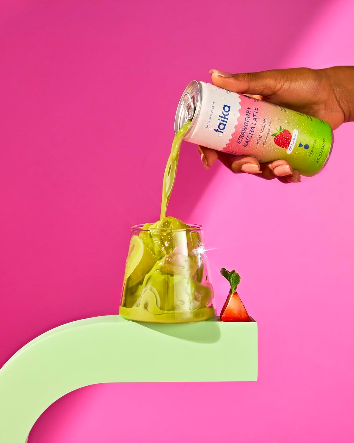 71UNQ1sSWL._SL1500_.jpg Taika Strawberry Matcha Latte - Ready to Drink Hot & Cold Brew Strawberry Matcha Latte in Cans - Organic Ceremonial Grade Matcha w/Ashwagandha, Lions Mane, & L-Theanine - 8 Fl Oz (Pack of 12) (8 Fl Oz (Pack of 12), Strawberry Matcha Latte) - Image 3
