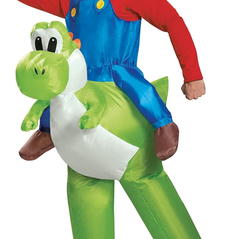 711rCwgmsL._AC_SL1500_.jpg Adult Super Mario Bros Mario Ride On Yoshi Inflatable Costume | Video Game Riding On Costume for Men & Women