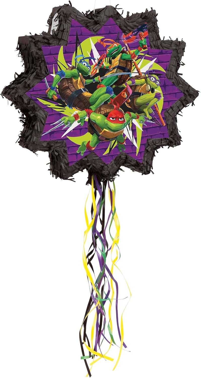 712JrAAHXeL._AC_SL1500_.jpg Unique Industries Teenage Mutant Ninja Turtle Mayhem Shaped Drum Pull Pinata, Boy, Birthday, Christening, Party Supplies - Image 2