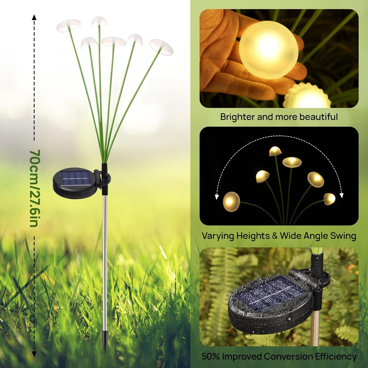 712rlSZH3GL._AC_SL1500_.jpg Solar Garden Lights, 6-Pack Dual Mode LED Solar Mushroom Lights, Waterproof Firefly Outdoor Decor for Yard, Patio, and Pathway – Warm White Jellyfish Ambiance - Image 2