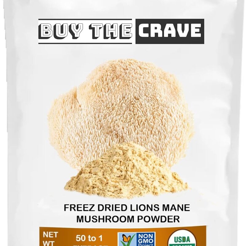 Organic Lions Mane Mushroom Powder, Extract 50:1, Memory, Focus, Cognitive Support, 1 Gram Per Serving, Supplement Powder - Non-GMO, Vegan, USDA Organic