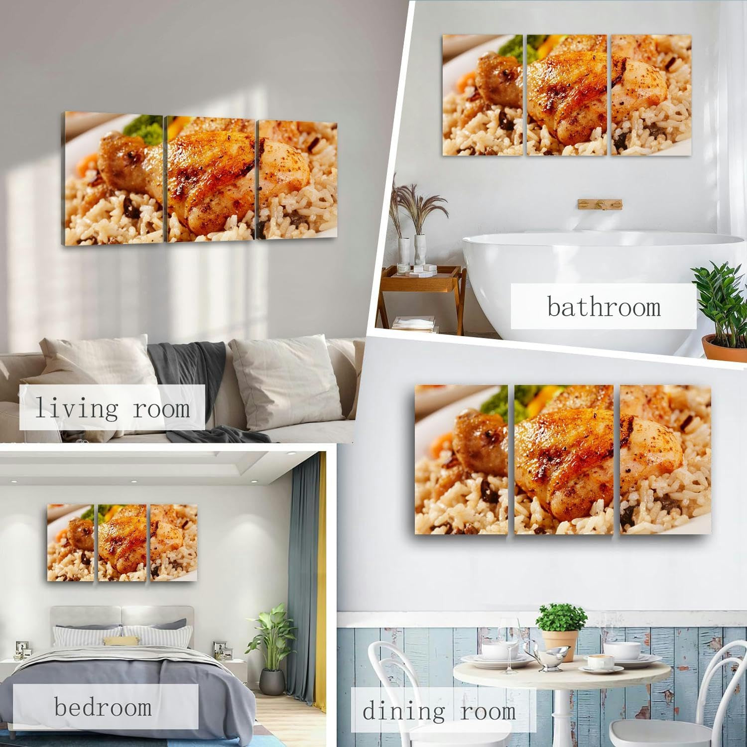 715kuc2-tXL._AC_SL1500_.jpg Braised Chicken Wild Mushroom Rice 3 Piece Canvas Wall Art for Living Room Bedroom Office Framed Prints Pictures Painting Wall Decor Artwork for Walls Set of 3 - Image 4