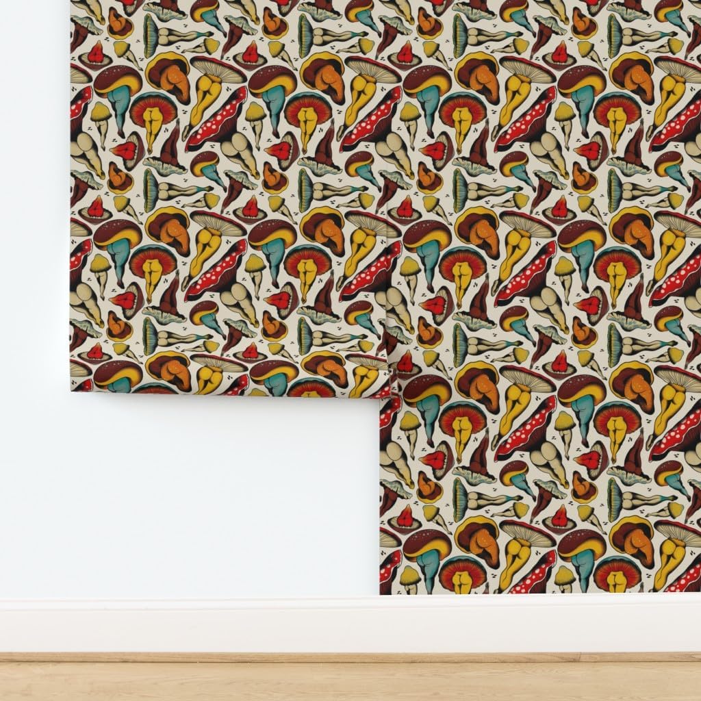 7164QfY1tXL._AC_SL1024_.jpg Removable Wallpaper 6ft x 2ft - Mushroom Buttshroom Nsfw Booty Butts Buttshrooms Sexy Tattoo Flash Body Positive Mature Content Custom Pre-Pasted Wallpaper by Spoonflower - Image 4