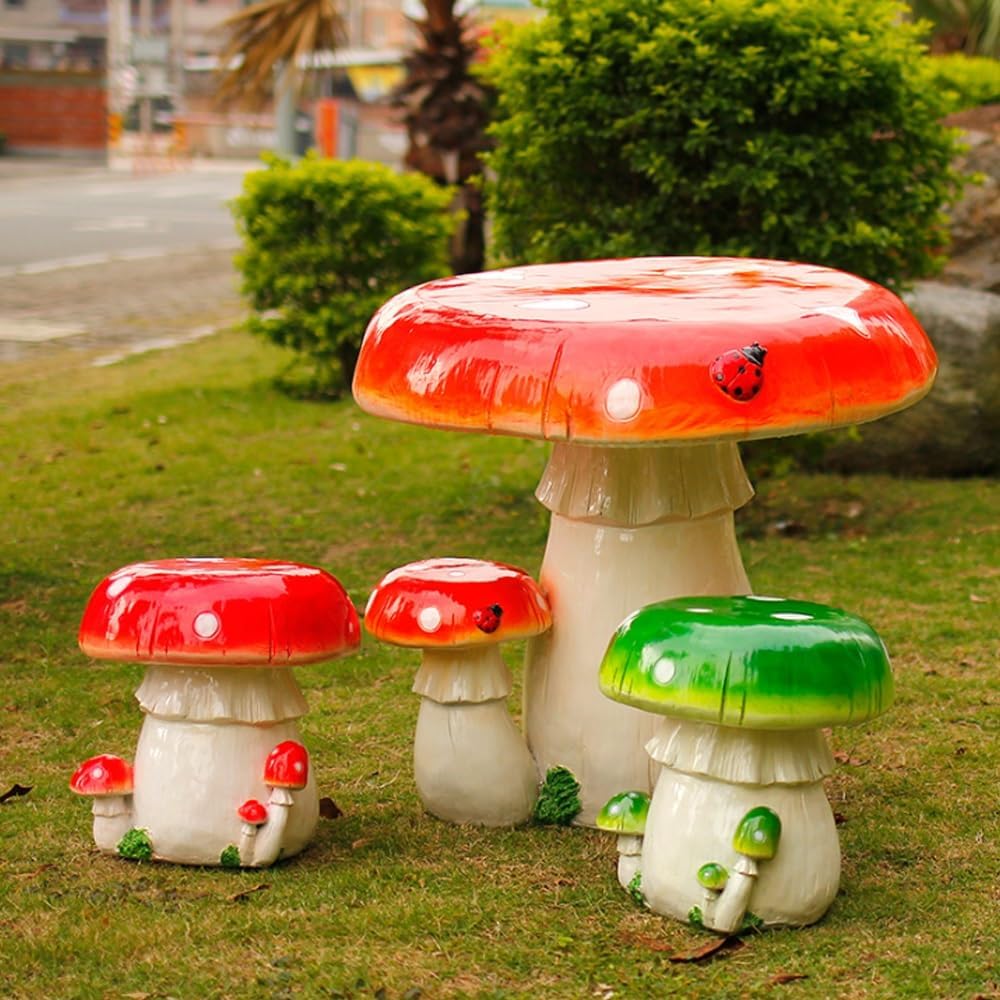 716MGhkcaNL._AC_SL1000_.jpg Cute Garden Mushroom Table Stool, Outdoor Mushroom Stools, Creative Landscape Sculpture, Simulation Mushroom Chair Garden Decor Courtyard Park Lawn Art Sculpture Decoration(Orange) - Image 5