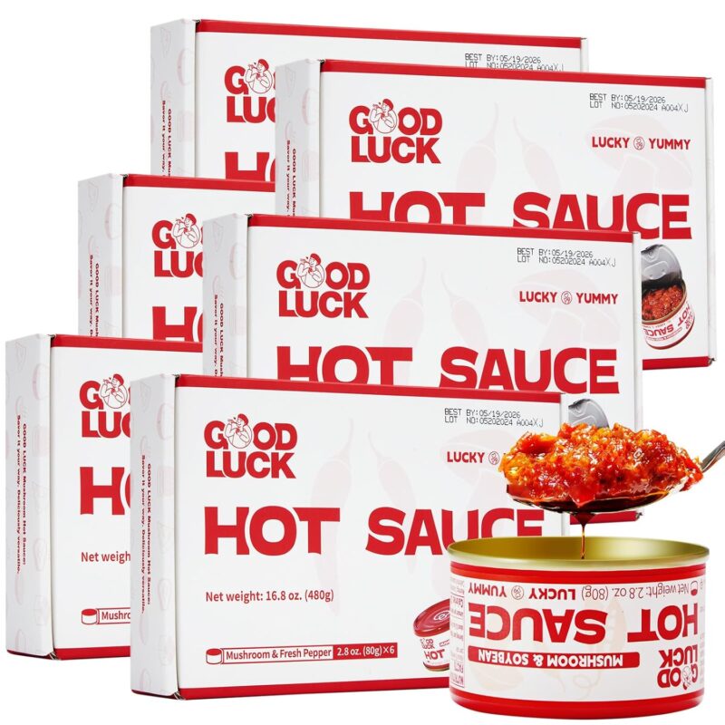 GOOD LUCK Mushroom Hot Sauce, Spicy Chili Oil and Chili Paste with High-Grade Instant Mushroom Sauce, Chopped Chili Sauce,resh Pepper,Soybean,Garlic, 36 Cans, 1 Flavor