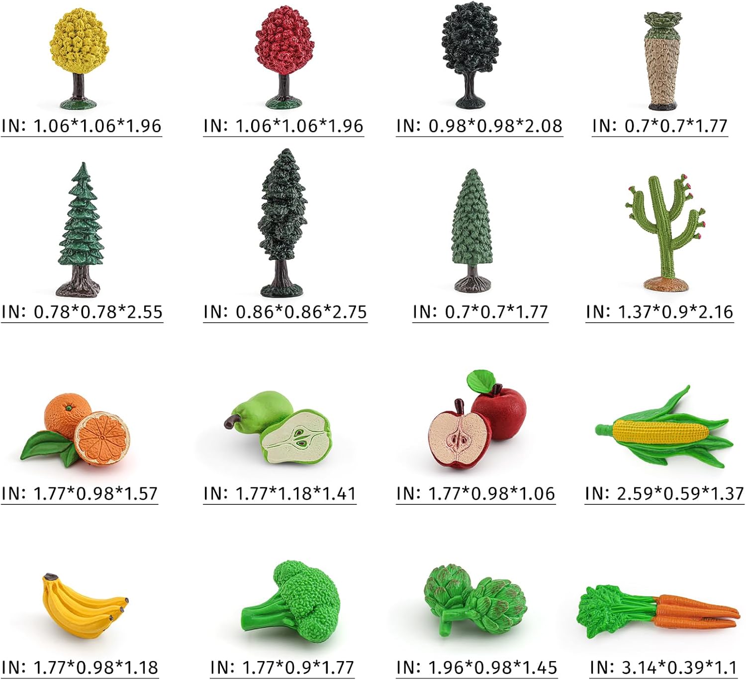 718DjjqlyHL._AC_SL1500_.jpg Fungi Vegetable Fruit Tree Model Playsets 28 PCS Mushroom Corn Carrot Broccoli Apple Banana Orange Pear Figurines Party Favors Supplies Cake Toppers Set Toys for Boys Girls Kid Toddlers - Image 4