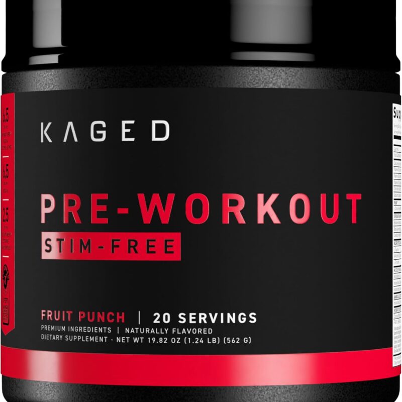 Kaged Stimulant Free Pre Workout Powder Fruit Punch Pre-Kaged Formulated with Creatine, Beta Alanine No Jitters 20 Servings