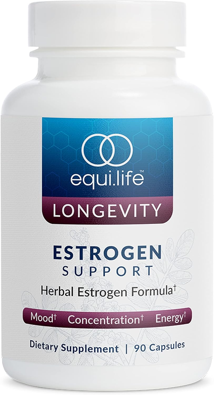 719x1LH7DL._AC_SL1500_.jpg Equilife - Estrogen Support, Herbal Hormone Support, Estrogen Supplement for Women, Promote Hormonal Balance for Women, Rich in Herbal Extracts, Non-GMO, Gluten-Free, Dairy- & Soy-Free (90 Capsules)
