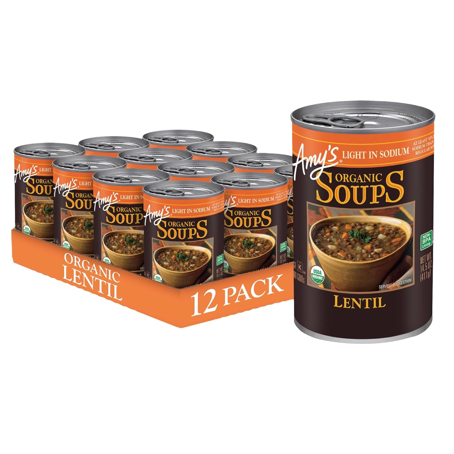 71AO3UYciXL._SL1500_.jpg Amy’s Soup, Vegan Lentil Soup, Light in Sodium, Gluten Free, Made With Organic Green Lentils and Vegetables, Canned Soup, 14.5 Oz (12 Pack)