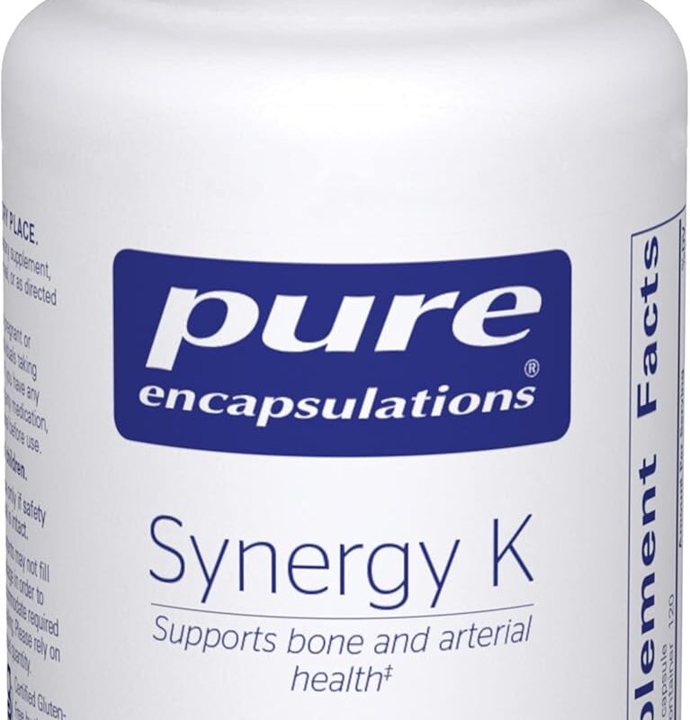 Pure Encapsulations Synergy K - with Vitamin K1, K2 & D3 - Supports Bones, Blood Vessels, Vascular Elasticity & Calcium Utilization* - Includes Cholecalciferol - Gluten Free & Non-GMO - 120 Capsules