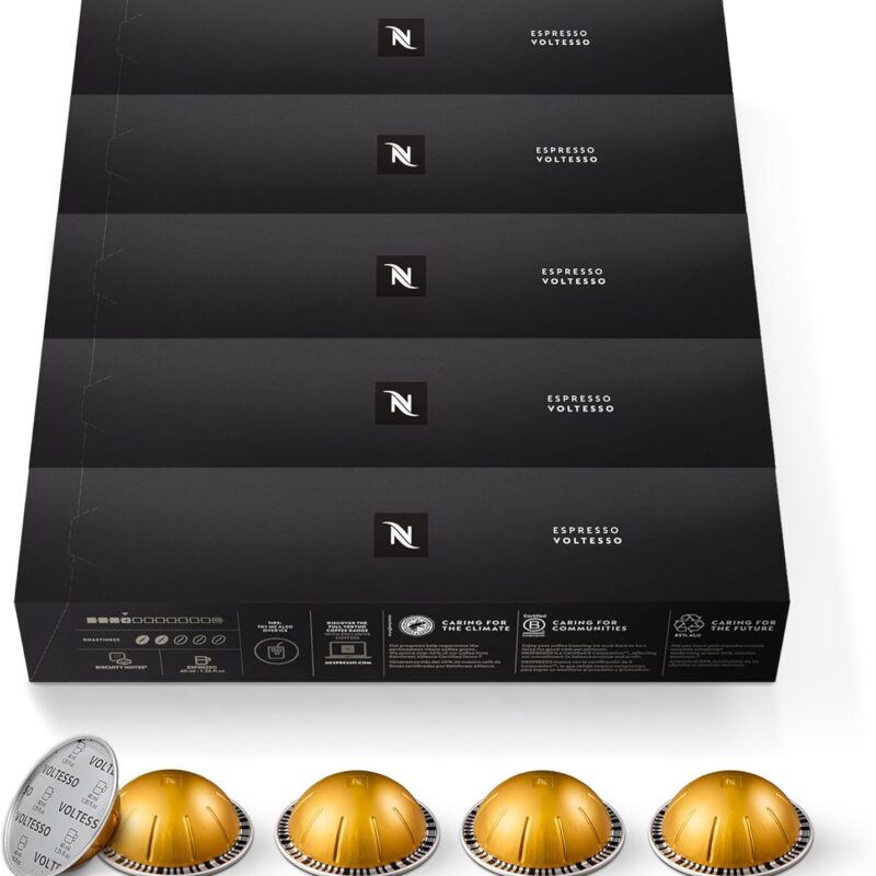 Nespresso Capsules Vertuo, Voltesso, Mild Roast Espresso, 50-Count Espresso Pods, Brews 1.35oz.