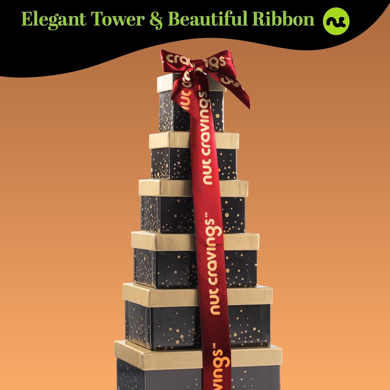 71D54n4z0L._SL1500_.jpg NUT CRAVINGS Gourmet Collection - Easter Treats, Mixed Nuts Gift Basket Black Tower + Heart Ribbon (12 Assortments) Arrangement Platter, Birthday Care Package, Healthy Kosher - Image 4