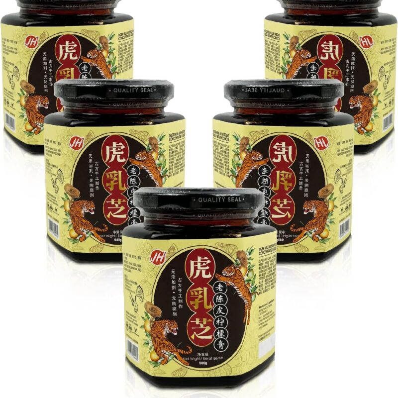 Genuine Asia Herbal Tiger Milk Mushroom Concentrated Liquid 5 x 500g, Take Supplement Conveniently, Increase Appetite with Aged Tangerine & Lemon Flavor, Suitable for5 Poor Appetite & Picky Eaters