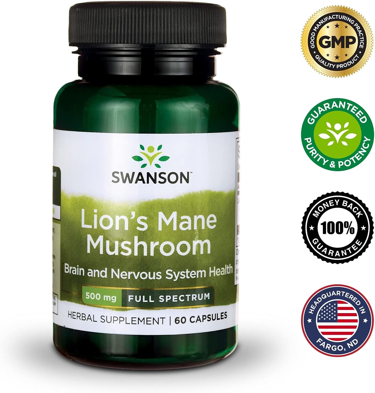 71I72h1P3lL._AC_SL1500_.jpg Swanson Lion's Mane Mushroom - Herbal Supplement Promoting Mental Focus, Clarity, & Memory Support - Traditional Brain Booster Supplement Made from Hericium Erinaceus (60 Capsules, 500mg Each) 4 Pack - Image 7
