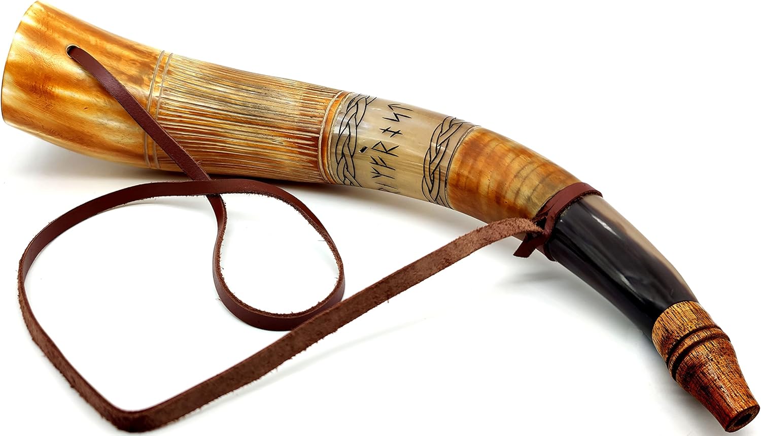 71K3V3HX4PL._AC_SL1500_.jpg 5MOONSUN5's Viking Blowing Cow Horn Whistle - Medieval, Norse Cattle Ancient Horn Bugle - Hunting Tool