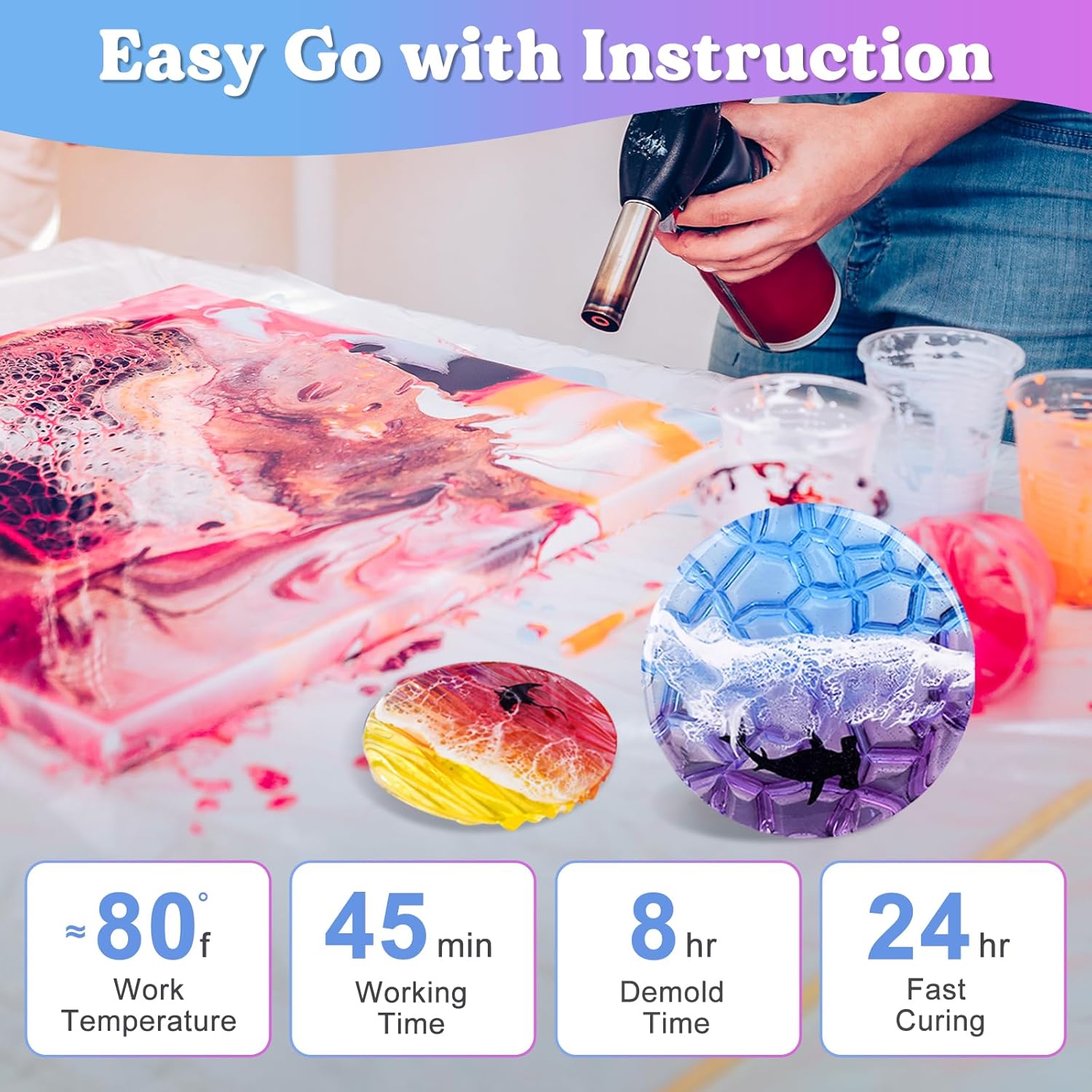 71KdGQin8PL._SL1500_.jpg LET'S RESIN 1 Gallon Epoxy Resin Kit with Color Pigment, Crystal Clear & No Bubble Epoxy Kit, Not Yellowing & Low Odor Casting Resin for Art, Craft, Jewelry, River Table - Image 6