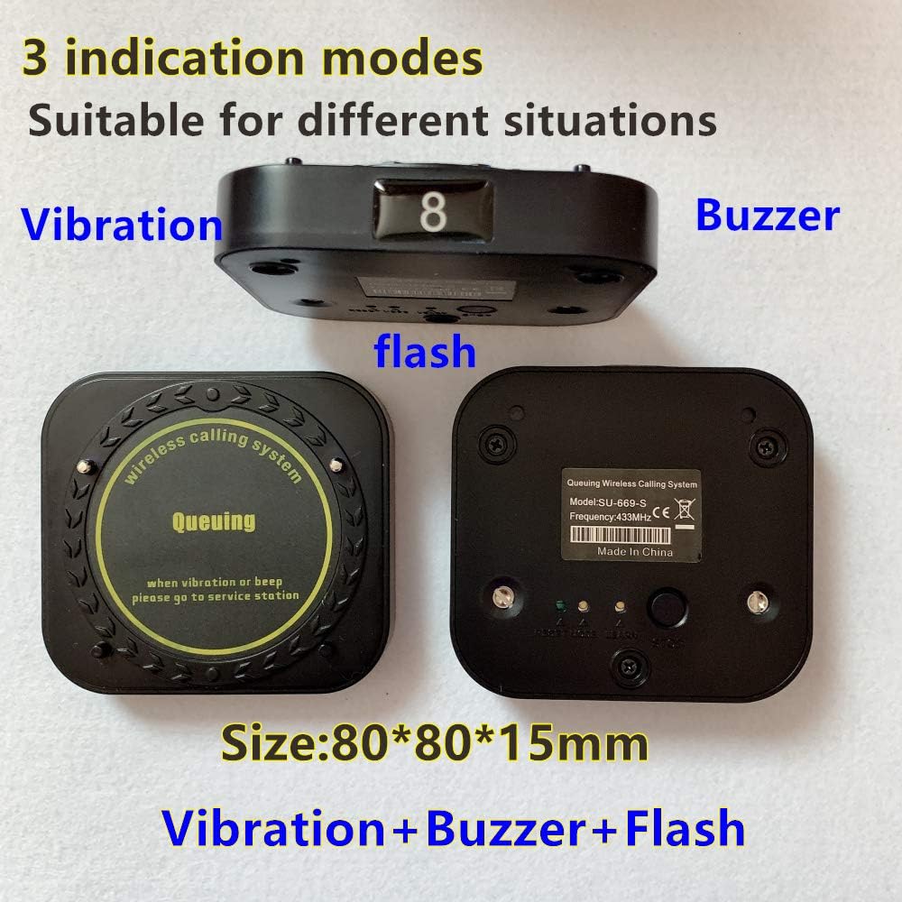 71KprUnACdL._AC_SL1000_.jpg Wireless Paging System for Restaurant Waiter Serivce Queue Number Call Wireless Calling System for for Restaurant Church Food Truck Coffee Shop Office (20 pagers+1caller) - Image 3