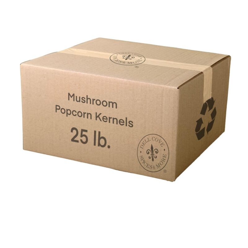 Dell Cove Spices - Mushroom Popcorn Kernels - Perfect for Gourmet Popcorn Makers & Stovetop Popping, Twenty-Five Pounds