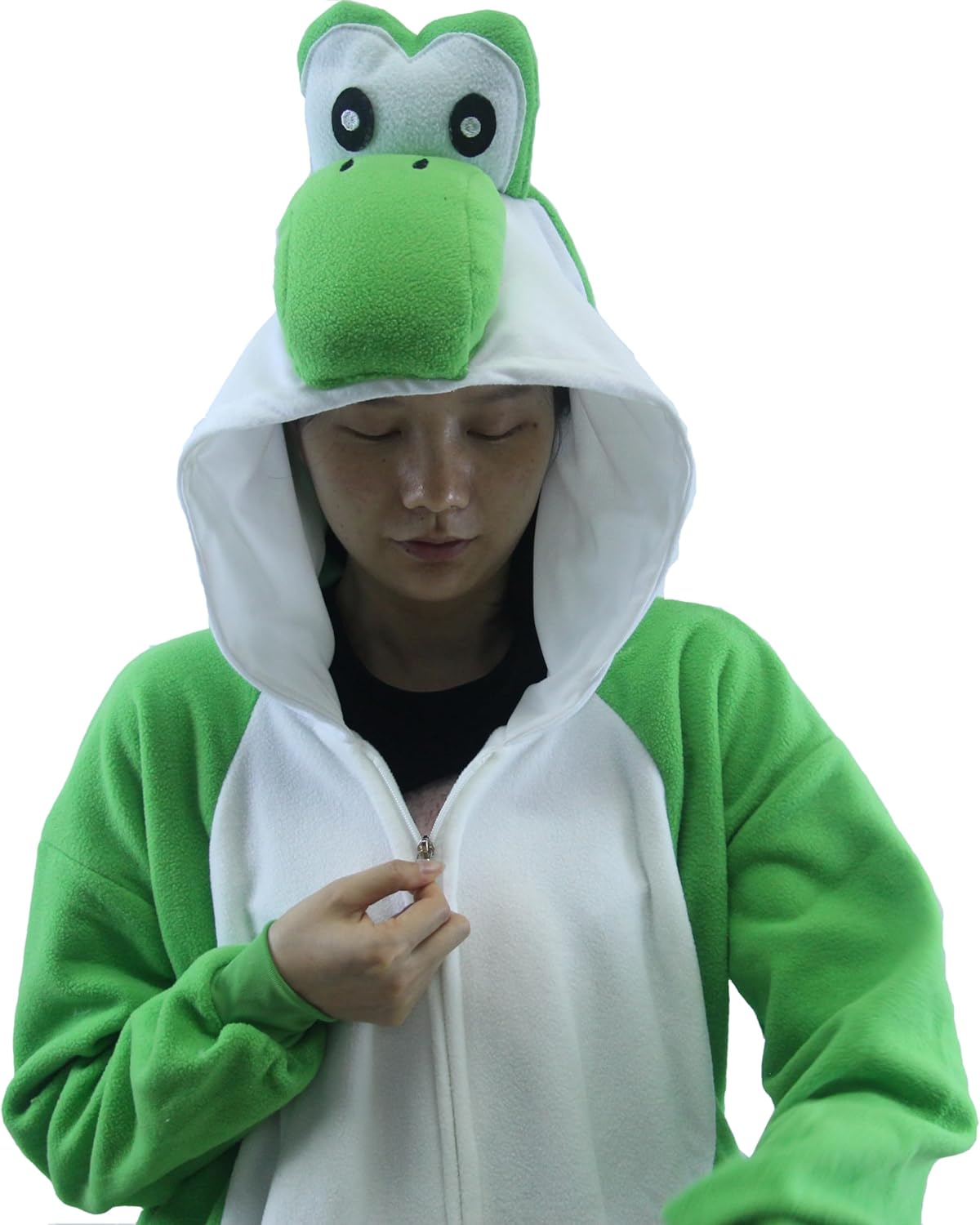 71MI9E0P7iL._AC_SL1500_.jpg Adult Unisex Pink Yoshi Kigurumi Onesie Suit Halloween Christmas Anime Pajamas Green Yoshi Cosplay Costumes Disfraz Couple - Image 4