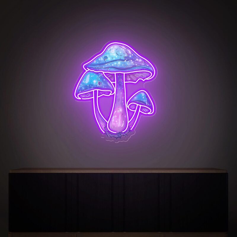 Mushroom Neon Sign Magic LED Wall Art Decor Mushroom Neon Light Bar Beer Club UV Print Acrylic Handmade Sign Birthday Gift for Kids (Style 4)