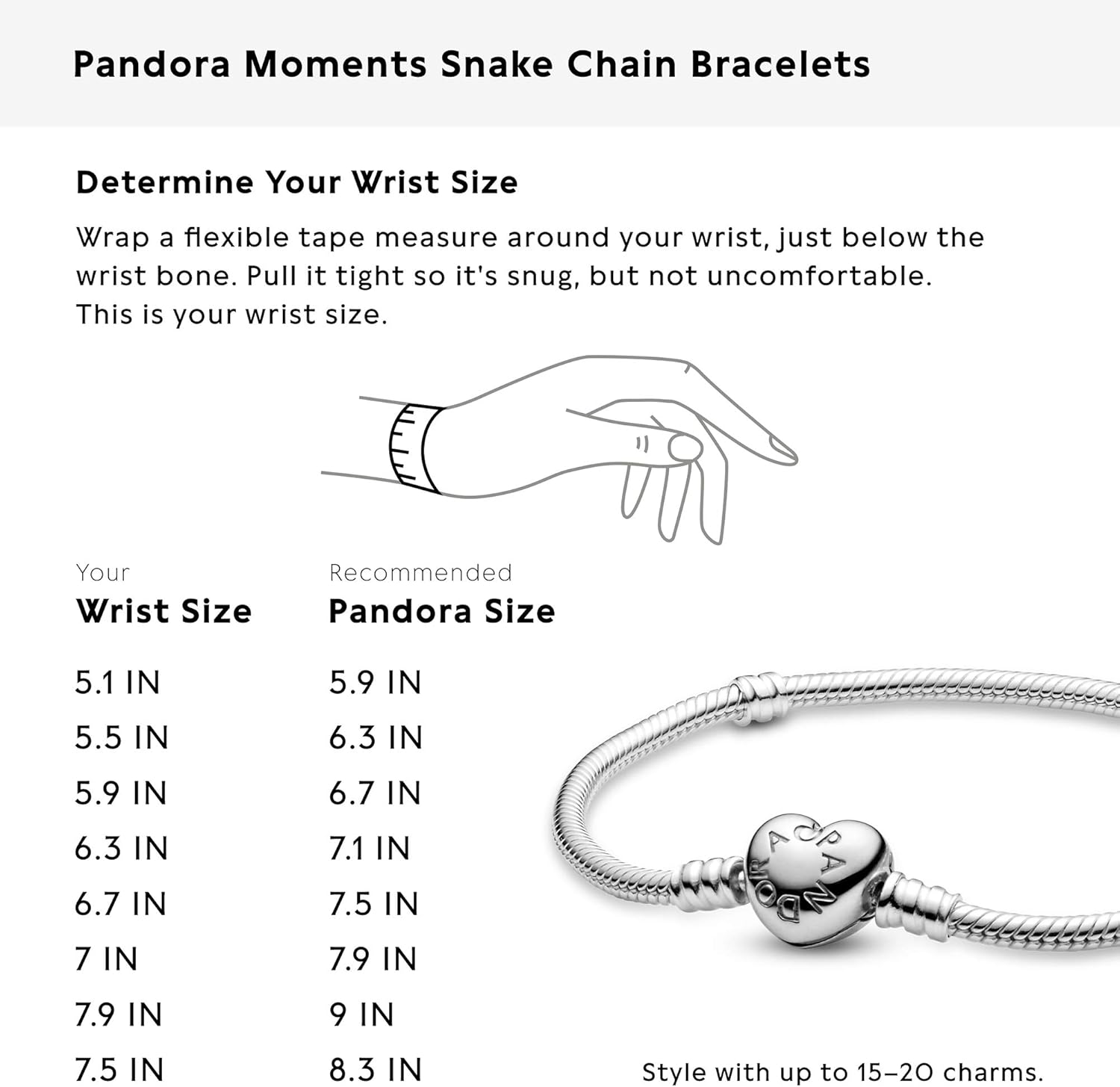 71Mm23iAMAL._AC_SL1500_.jpg Pandora Moments Heart Clasp Snake Chain Bracelet - Compatible Moments Charms - Gift for Her - Sterling Silver - With Gift Box - Image 8